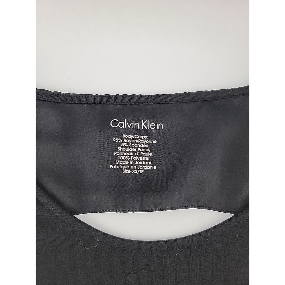 Calvin Klein Women's Black Short Zipper Shoulder Sleeve Knit Top Open Back Sz XS - Picture 5 of 7